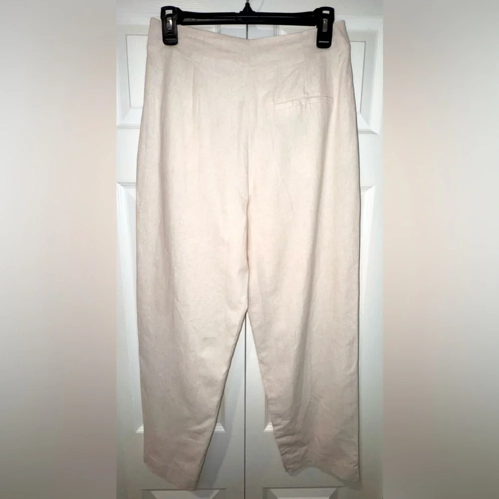 Zara Cotton Linen Blend Pleated Tie-Front Pants | Size Small | NWT